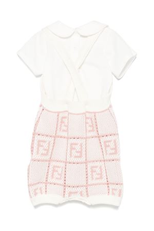 pink cotton romper FENDI KIDS | BUG190ATS6F1SGN